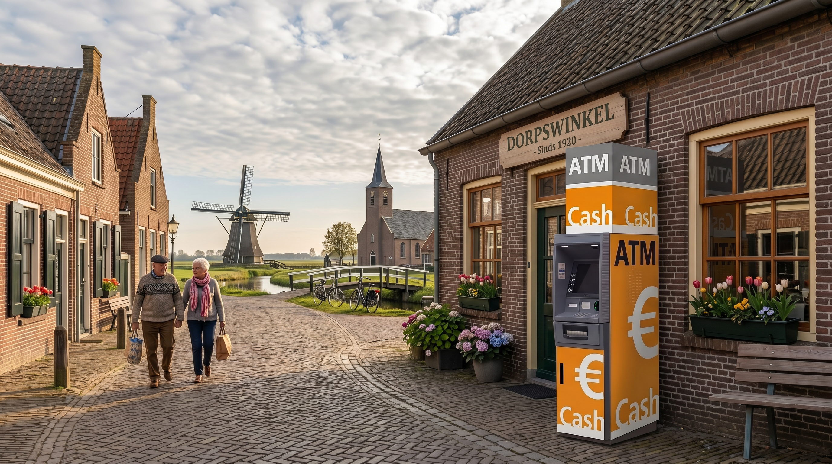In2Retail geldautomaat aan een dorpsplein in Nederland